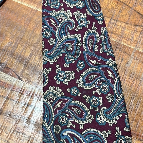 Christian Dior Vintage Burgundy Paisley Silk Tie - Picture 2 of 5